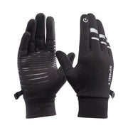 Black Reflective Plus Velvet Warm Gloves with Touchscreen Features