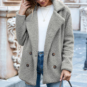 Soft Light Grey Fluffy Coat with Hood for Cozy Days"