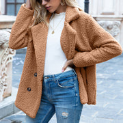 Stylish Camel Fluffy Coat with Hood for Cold Days