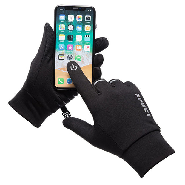 Black Reflective Plus Velvet Warm Gloves with Touchscreen Features