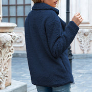 Cozy Navy Blue Fluffy Coat with Hood for Stylish Warmth"