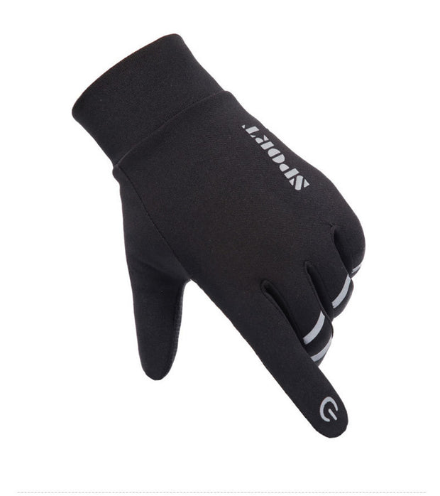 Black Reflective Plus Velvet Warm Gloves with Touchscreen Features