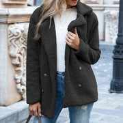 Cozy Black Fluffy Coat with Hood for Winter Wear