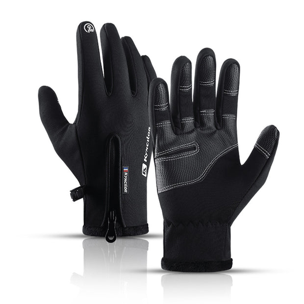 Black Reflective Plus Velvet Warm Gloves with Touchscreen Features