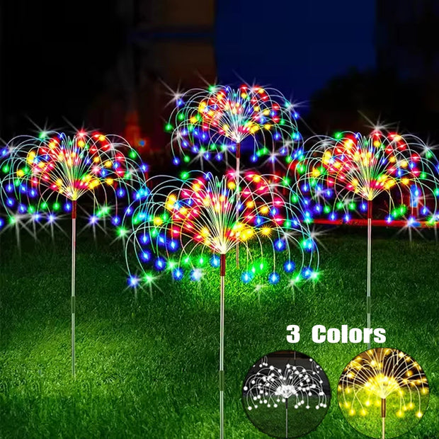 Solar Firework Lights in Warm White, White, and Colorful LEDs