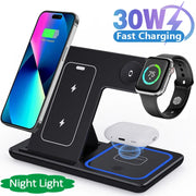 Fast Wireless Charger Stand 3 in 1 Foldable Charging Station