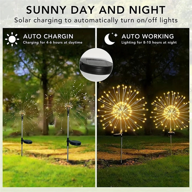 Warm White Solar Firework Light for Elegant Outdoor Decor