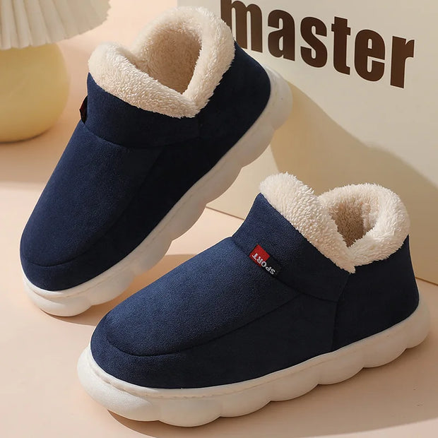 Navy Blue Cozy Plush Fur Boots for Women