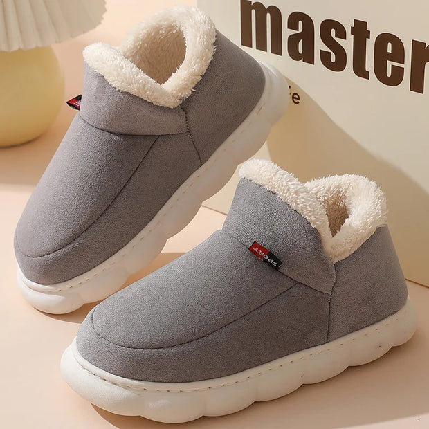 Grey Cozy Plush Fur Boots for Women