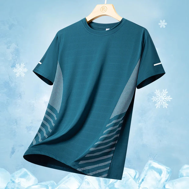 Men's cool ice silk running T-shirt with reflective